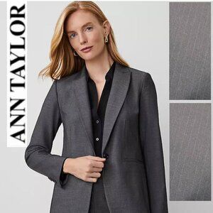 Ann Taylor Wool Pinstripe Two-Button Grey Blazer Size 10 NEW WITHOUT TAGS
